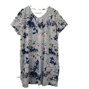 Plus Size Dress 2XL Floral Print Pullover Lightwt Knee Length Fairy Short Sleeve
